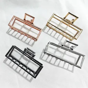 Set artiglio per capelli in metallo, molletta geometrica rettangolare, accessori eleganti.