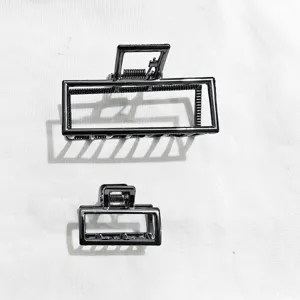 Set mollette per capelli in metallo, pinze geometriche rettangolari, due taglie accessori neri.