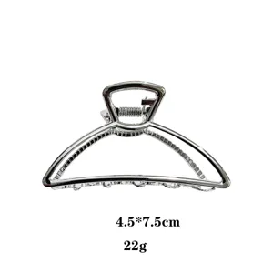 Molla per capelli in metallo argentato, forcina geometrica cava, accessorio elegante 4,5x7,5cm.