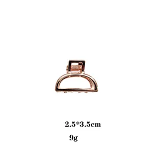 Mini molletta per capelli in metallo oro rosa 2.5x3.5cm, piccola clip squalo per acconciature quotidiane.
