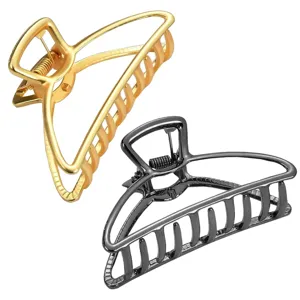 Set di mollette per capelli in metallo, artiglio geometrico oro e nero per donne e ragazze chic
