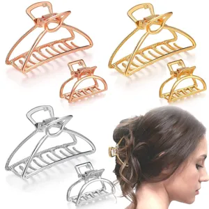 Minimalist Alloy Metal Hair Claw Clip Women Geometric Hollow Out Shark Clip Gold Silver Rose Gold Black Hair Accessory