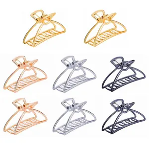 Metal hair claw clip set, hollow geometric shark clips in gold silver rose gold and gunmetal.