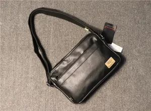 Black leather mens crossbody messenger bag casual single shoulder bag for daily use