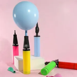Portable manual balloon pump plastic inflator tool in vibrant colors for easy party decoration