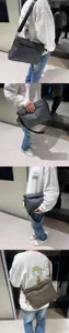 Sac bandoulière à carreaux pour homme élégant sac épaule quadrillé voyage décontracté
