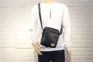 Men black vertical messenger bag casual stylish shoulder bag with adjustable strap for daily use
