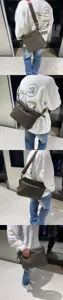 Sac bandoulière à carreaux marron pour homme sac d'épaule élégant et décontracté pour voyage.