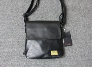 Men's vertical leather shoulder bag, casual crossbody bag with flap and adjustable strap.