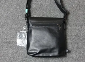 Men's vertical leather shoulder bag, casual crossbody bag with front flap and strap.