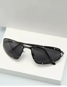 Y2K Metall Sonnenbrille für Damen, modische Strass Punk Brille trendige Designer Shades.