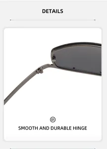Metall Sonnenbrille Detailaufnahme mit glattem und langlebigem Scharnier für Y2K Stil.