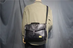 Borsa a tracolla elegante in pelle PU nera da uomo borsa ventiquattrore da business