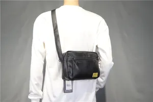 Men black soft leather crossbody bag casual shoulder messenger bag for daily use and travel