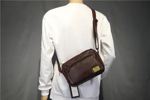 Men casual PU leather crossbody bag, stylish brown messenger bag for daily use now.