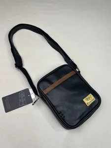 Black vertical messenger bag for men women casual daily use stylish shoulder bag