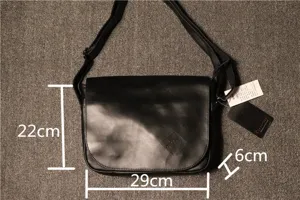 Men's retro PU leather shoulder bag casual crossbody flap bag stylish black bag 29x22x6cm