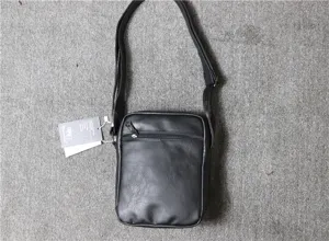 Men's black vertical shoulder bag PU leather casual crossbody messenger bag for daily use