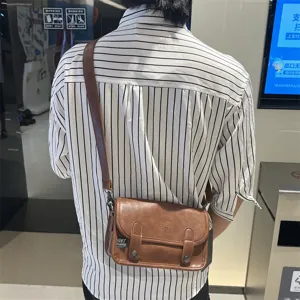 Borsa tracolla pelle marrone uomo borsetta retro vintage stile quotidiano messenger borsa