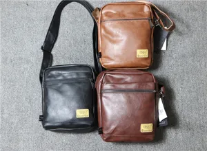 Men's vertical PU leather shoulder bag retro casual messenger bag vintage crossbody bag