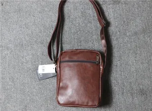 Men's vertical shoulder bag retro brown PU leather crossbody messenger bag daily casual trendy backpack
