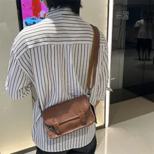 Borsa a tracolla in pelle marrone vintage da uomo borsa casual giornaliera all aperto