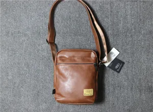 Men's retro vertical shoulder bag soft leather crossbody messenger bag casual daily use brown