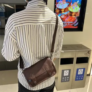 Borsa a tracolla in pelle da uomo piccola messenger stile coreano moda streetwear