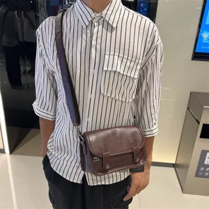 Borsa a tracolla da uomo in pelle PU retrò, piccola borsa casual alla moda per tutti i giorni.