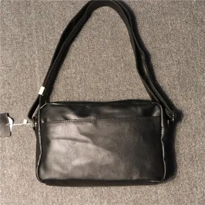 Men black PU leather casual messenger bag stylish crossbody shoulder bag for daily use.