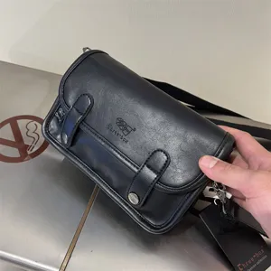 Three-box borsa a tracolla da uomo in vera pelle elegante borsa casual di dettaglio.