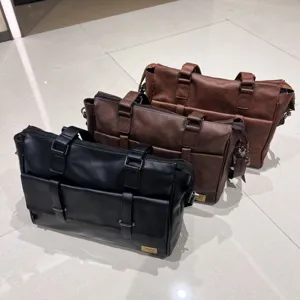 Borsa tote uomo business casual in pelle PU borsa a tracolla per laptop viaggio.