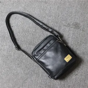 Men's PU Leather Vertical Shoulder Bag Retro Casual Crossbody Messenger Bag Daily Business Pocket Solid Color Trendy Bag