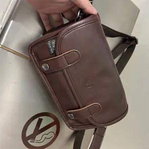 Borsa a tracolla marrone da uomo in pelle PU borsa messenger stile casual urbano chic