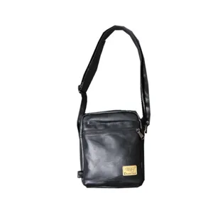 Classic black men vertical shoulder bag vintage PU leather messenger bag stylish crossbody bag