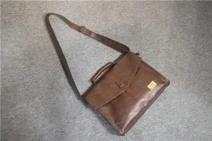 Borsa a tracolla da uomo in pelle marrone borsa casual da lavoro con manico.