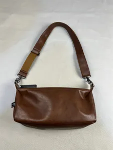 Men vintage brown PU leather crossbody shoulder bag casual Japanese style daily streetwear.