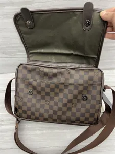 Sac à bandoulière à carreaux pour homme en cuir PU sac besace vintage décontracté