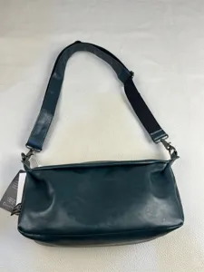 Dark green men's messenger bag with adjustable shoulder strap, stylish vintage casual design.