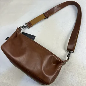 Men's Casual Vintage PU Leather Crossbody Bag Simple Fashion Daily Travel Shoulder Bag Solid Color Men's Bag