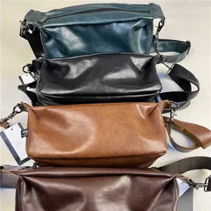 Men's retro PU leather shoulder bag casual messenger bag multi-color stylish daily use.