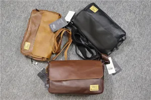 Borsa a tracolla rétro in pelle PU da uomo borsa messenger casual con patta.