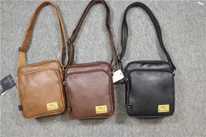 Men vertical shoulder bag casual outdoor small crossbody bag fashion PU leather messenger bag