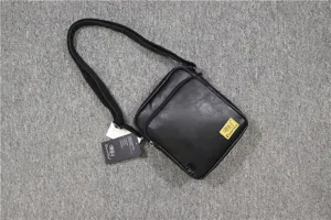 Men black PU leather vertical shoulder bag detail, casual daily crossbody bag with front zip.