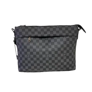 Sac bandouelaire homme a carreaux gris sac messenger elegant sac croise de voyage decontracte.