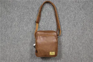 Men's Vertical PU Leather Shoulder Bag Casual Outdoor Fashion Crossbody Messenger Bag