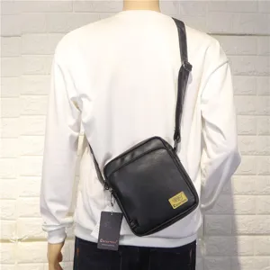 Men Casual PU Leather Crossbody Bag Small Vertical Shoulder Bag Fashion Outdoor Daily Business Bag