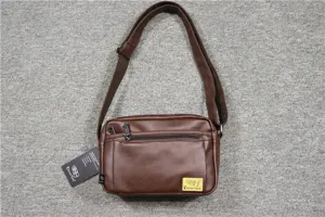 Three-box men casual shoulder bag soft leather messenger bag daily travel cross body bag