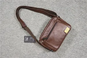 Three-box men casual PU leather messenger bag stylish shoulder crossbody bag for daily use
