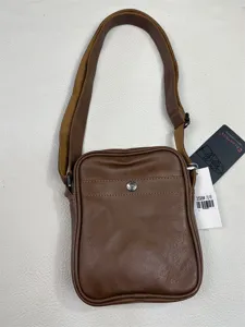 Casual PU leather vertical crossbody bag for men women stylish vintage shoulder bag daily